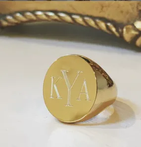 Monogram Gold Signet Ring