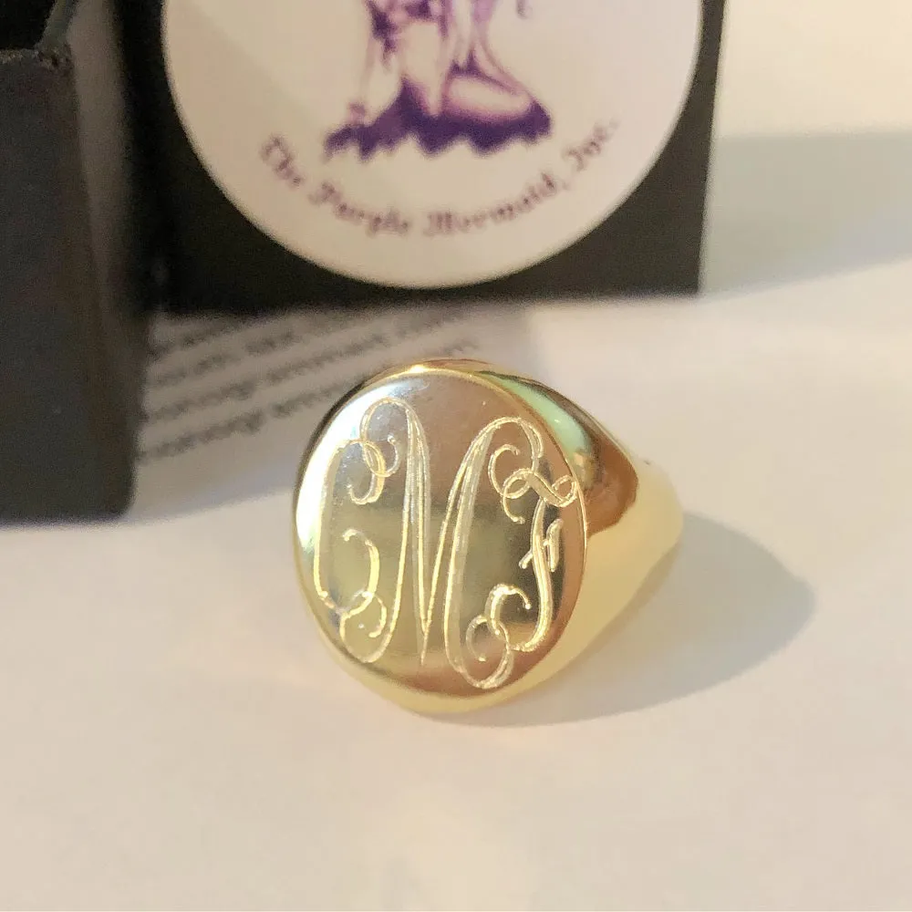 Monogram Gold Signet Ring