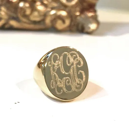 Monogram Gold Signet Ring