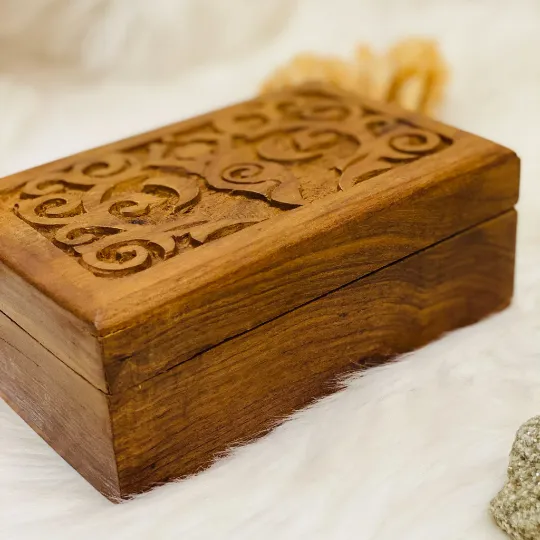 Mother Earth Hand Carved  Jewelry Box