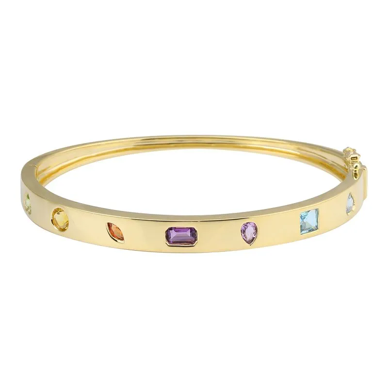 Multishape Rainbow Color Stone Bangle