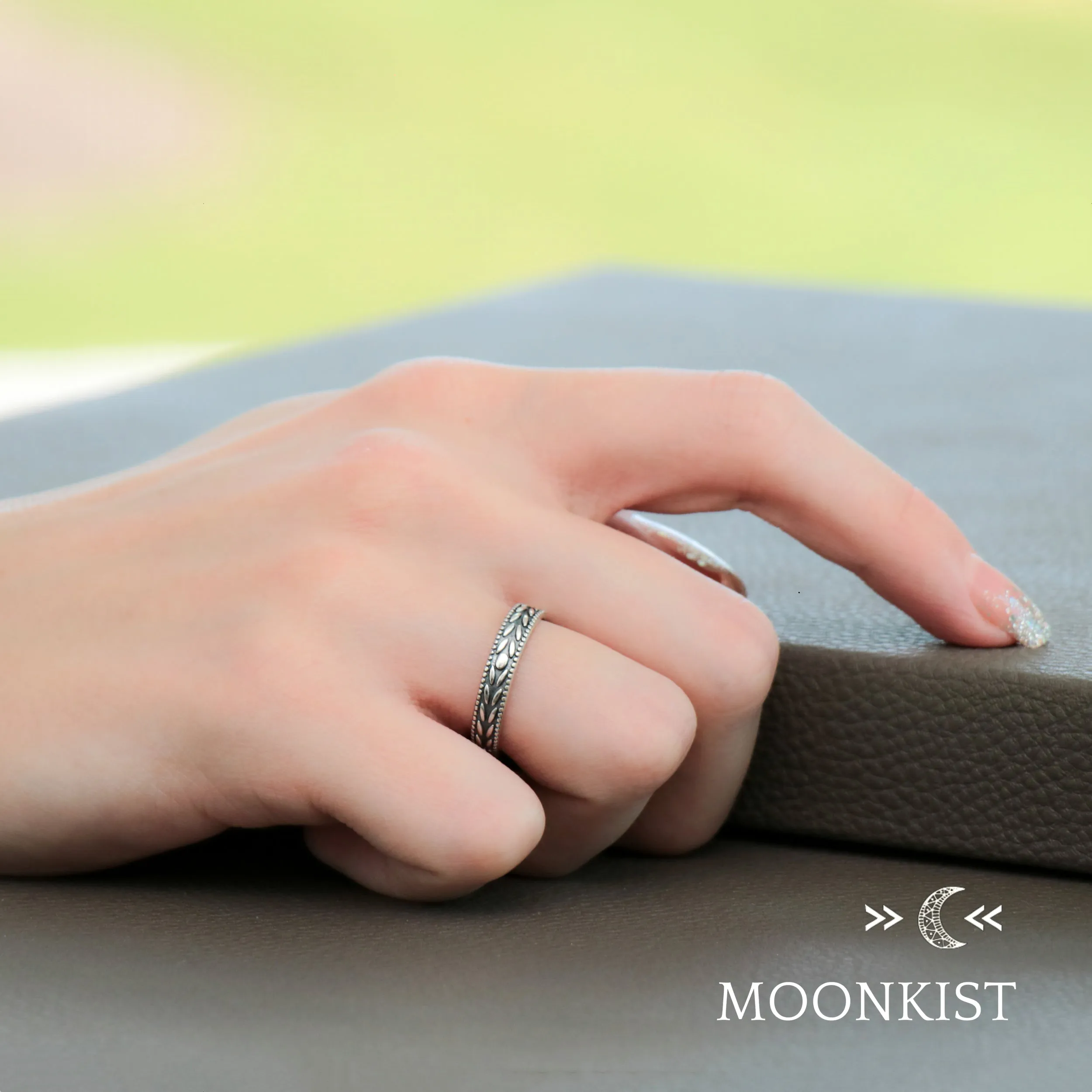 Narrow Milgrain Wheat Wedding Band | Moonkist Designs