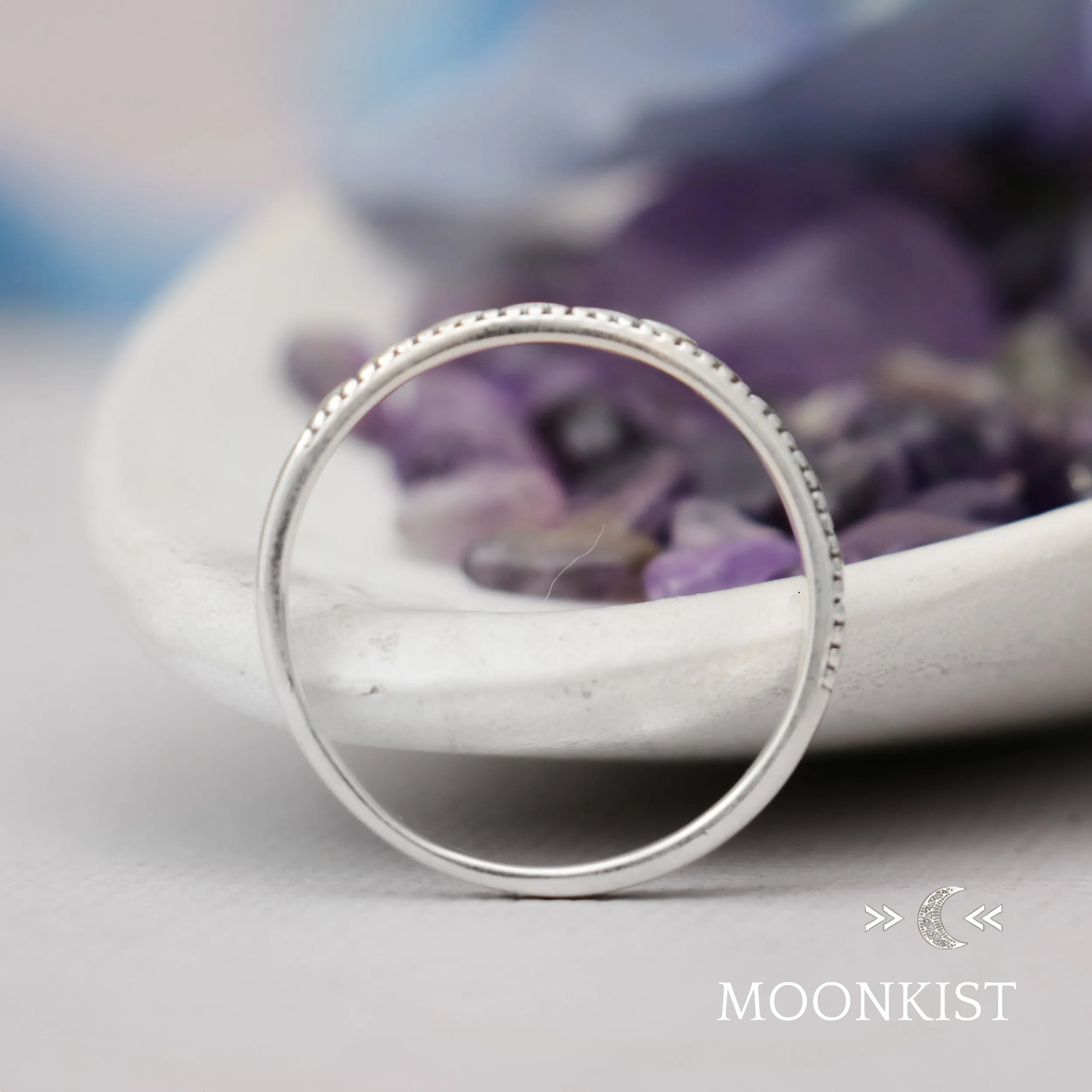 Narrow Milgrain Wheat Wedding Band | Moonkist Designs