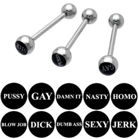 Naughty Words Ball Logo Tongue Ring