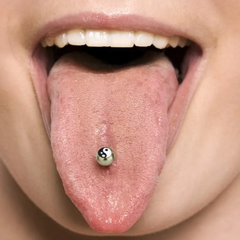 Naughty Words Ball Logo Tongue Ring