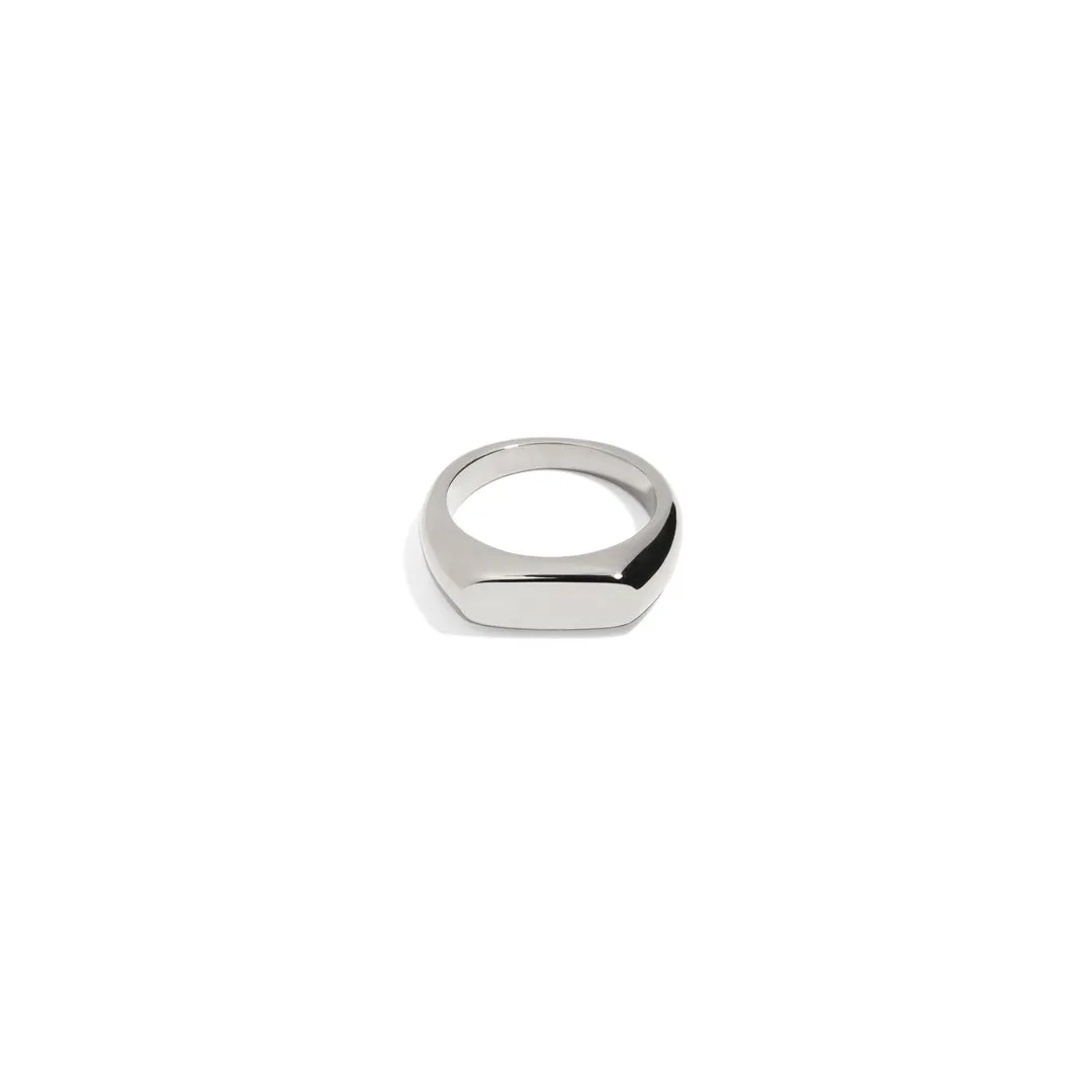 OVAL BAR SIGNET SILVER RING