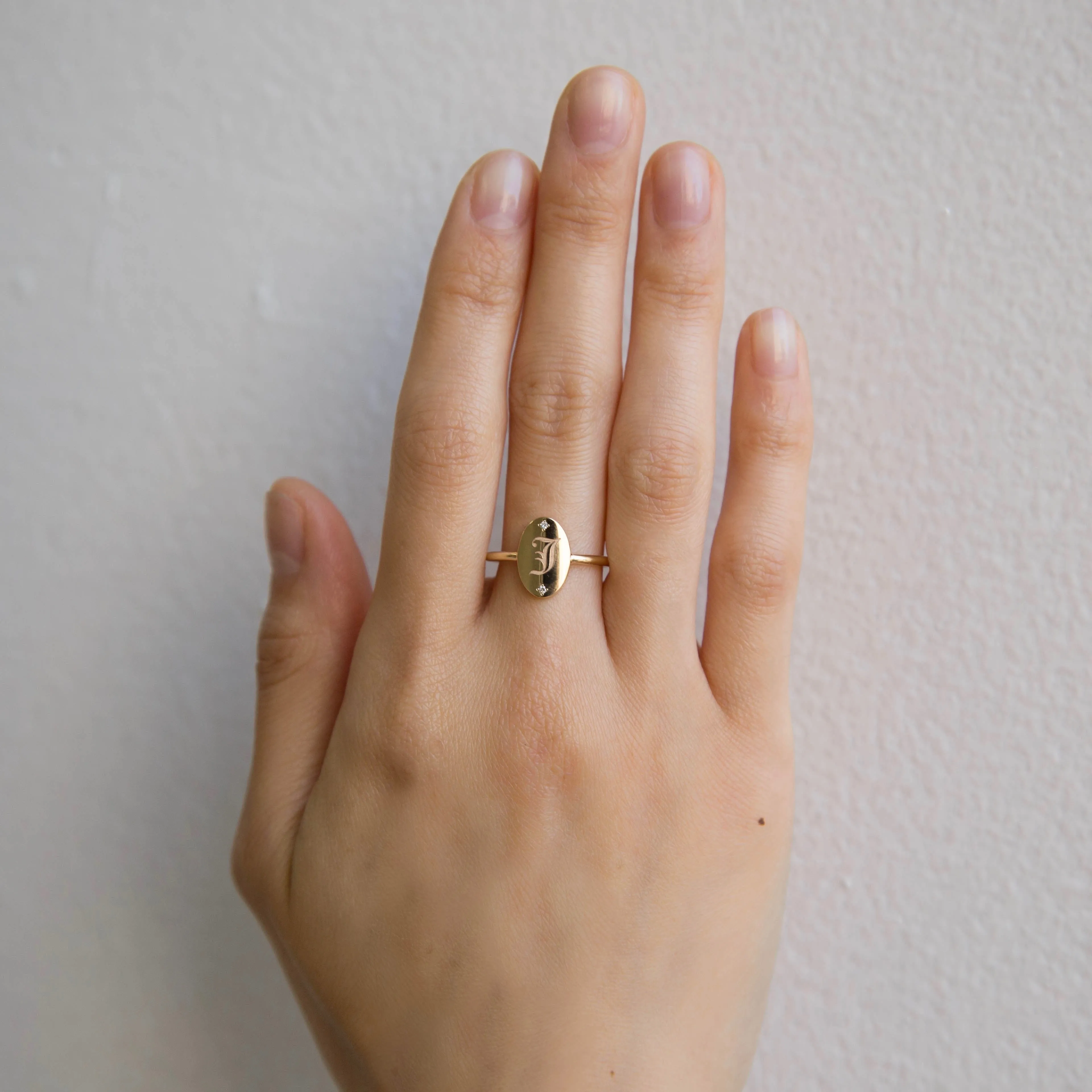 Oval Diamond Guardian Signet Ring