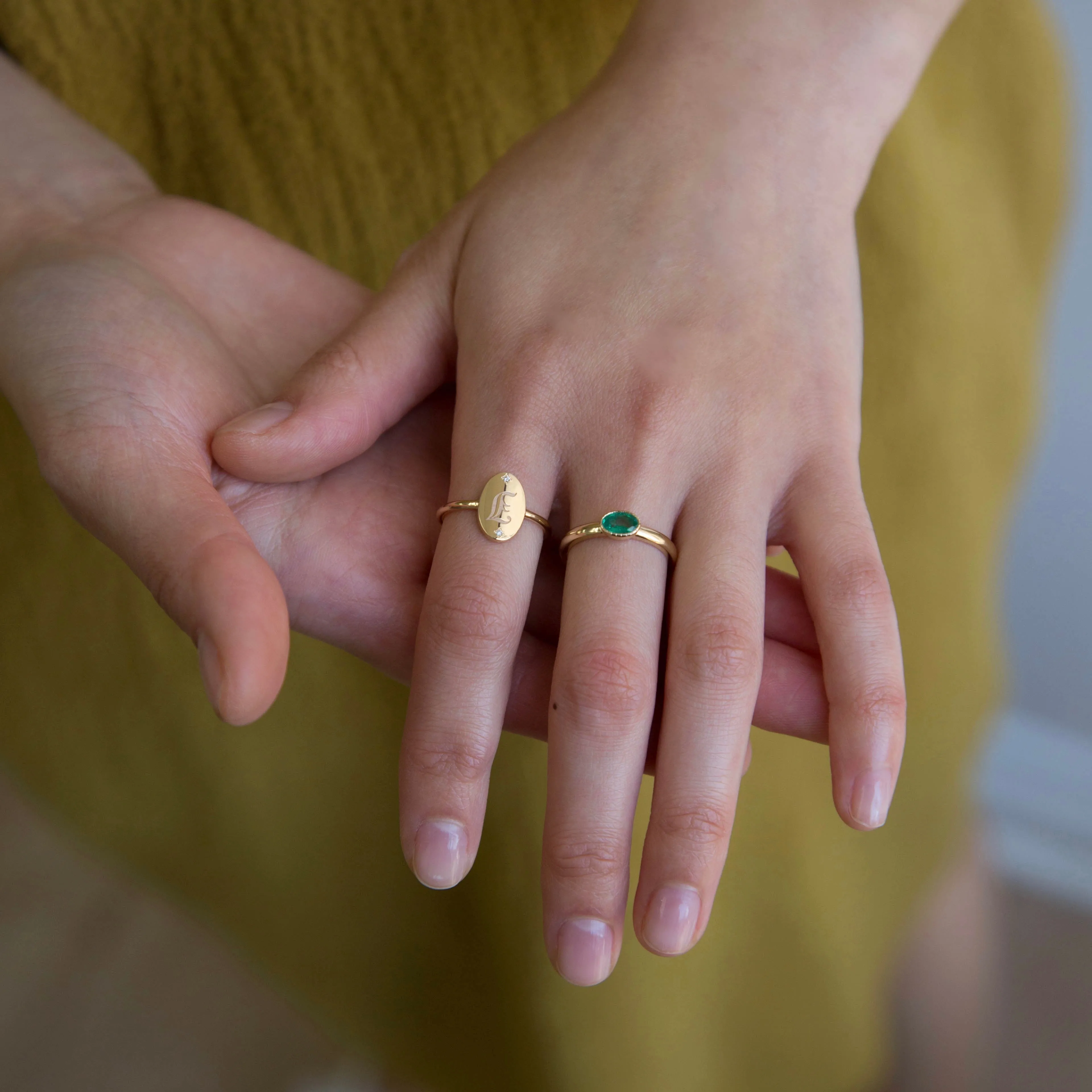 Oval Diamond Guardian Signet Ring