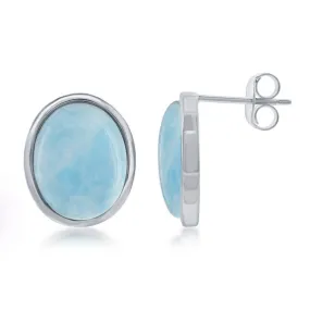 Oval Larimar Stud Earrings