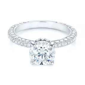 Pave Diamond Hidden Halo Engagement Ring - EC059 With 2.8 Carat Round Shape Natural Diamond