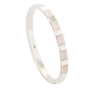 Personalised Sterling Silver Mother of Pearl Bangle