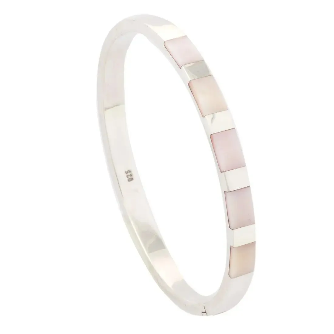 Personalised Sterling Silver Mother of Pearl Bangle