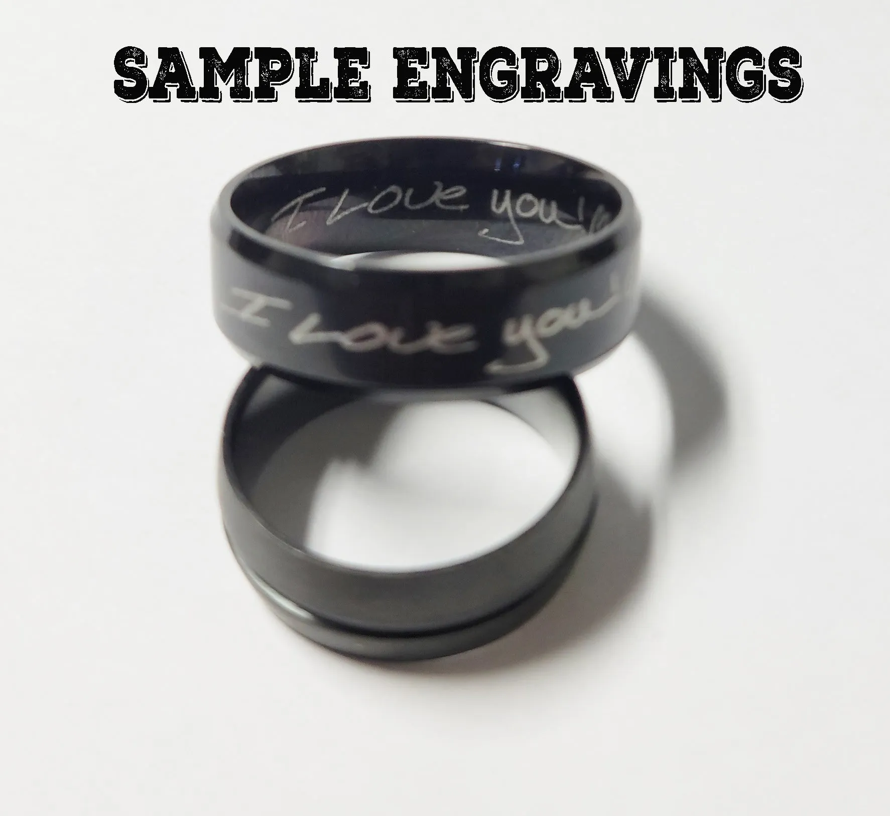 Personalized Men's Black Promise Ring - Engraved Men's Ring Handwriting Ring