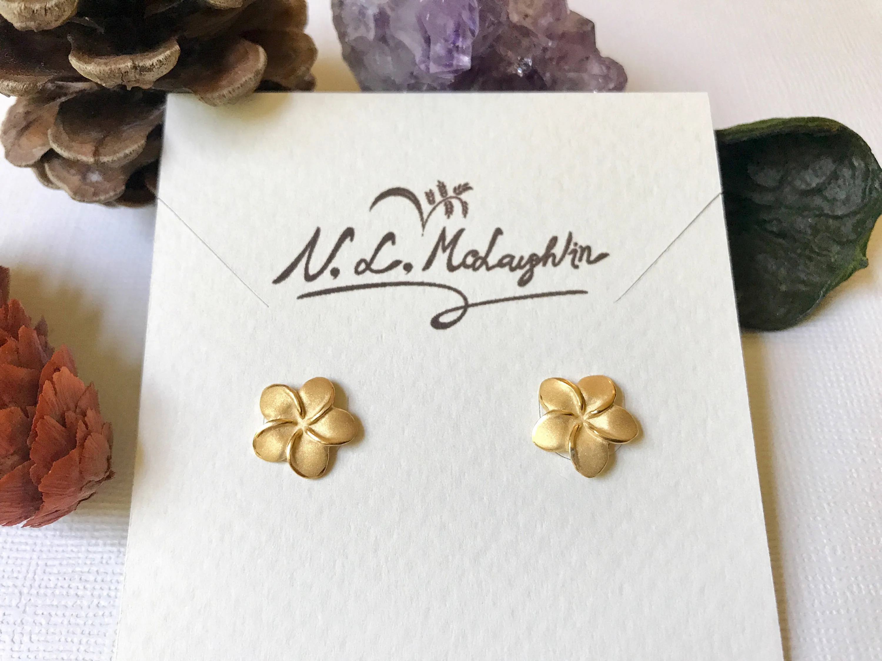 Plumeria stud earrings