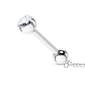 Press Fit Gem Set Top with Surgical Steel Tongue Barbells-Clear