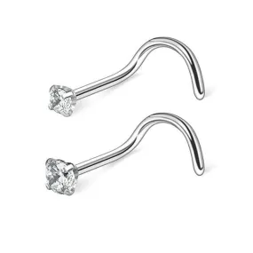 Prong Set CZ Steel Nose Screw Ring