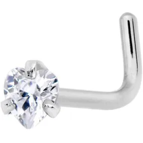 Prong Set Heart CZ L Bend Nose Ring