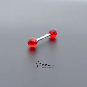 Red Acrylic Ball with Surgical Steel Tongue Barbell