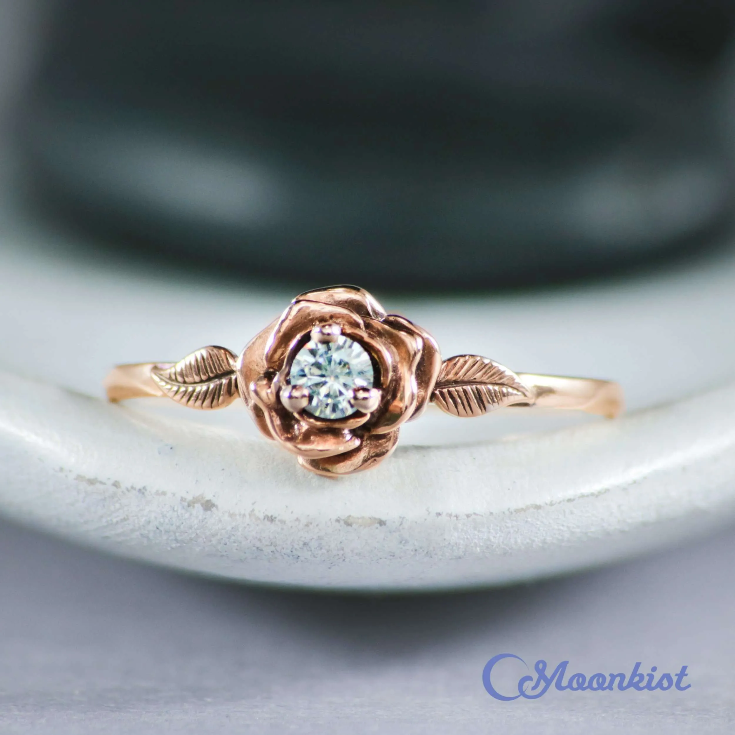 Rose Gold Diamond Blossom Engagement Ring | Moonkist Designs