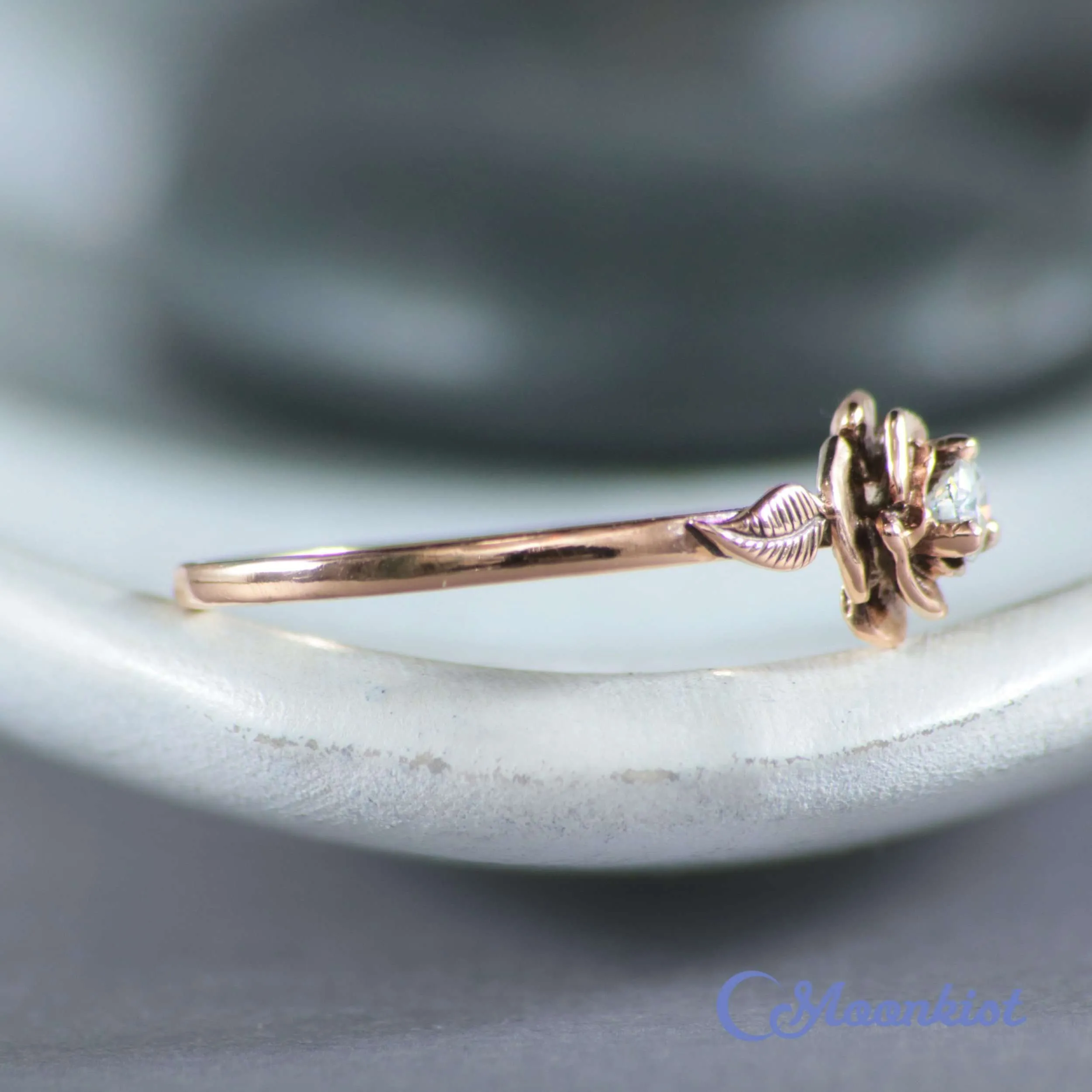 Rose Gold Diamond Blossom Engagement Ring | Moonkist Designs