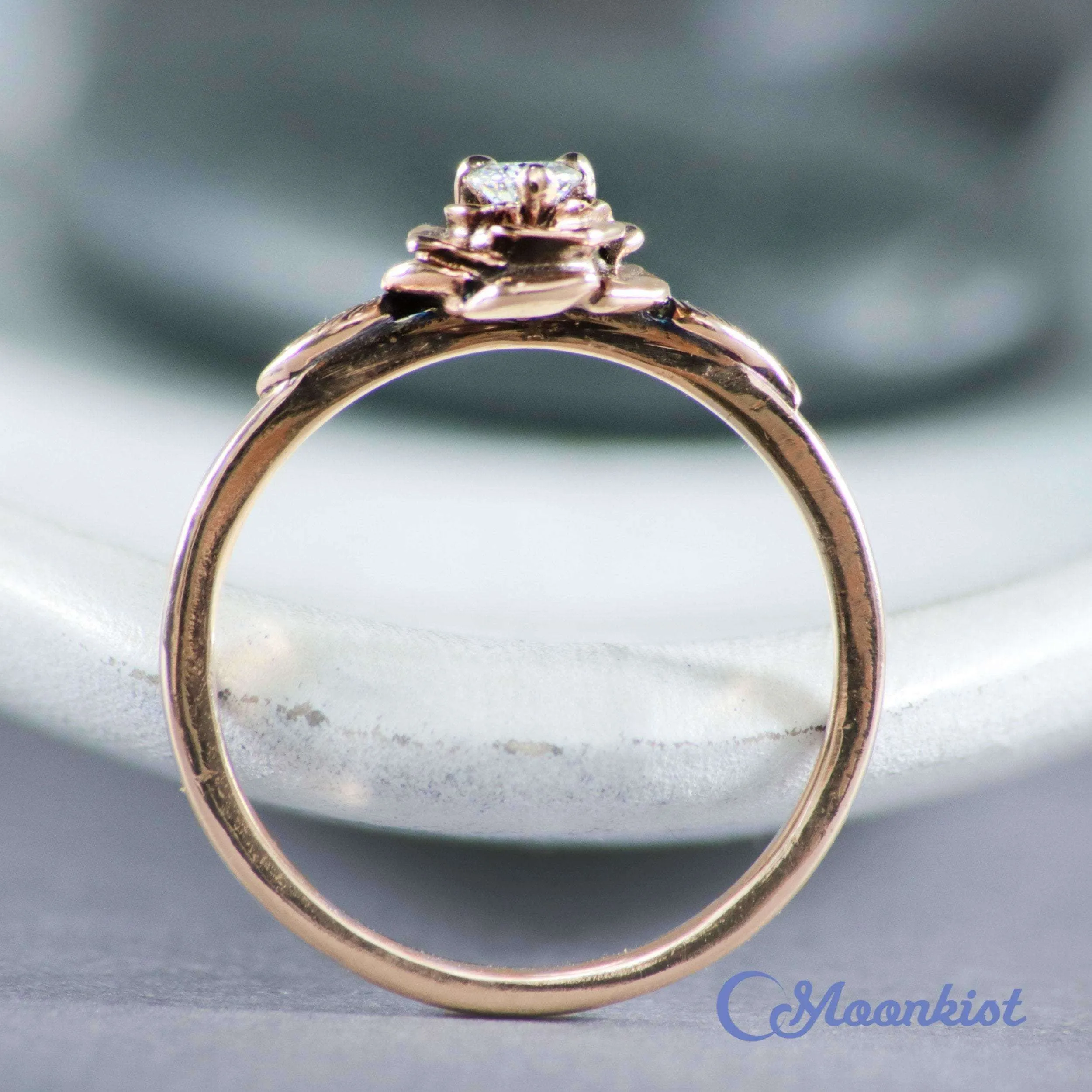 Rose Gold Diamond Blossom Engagement Ring | Moonkist Designs