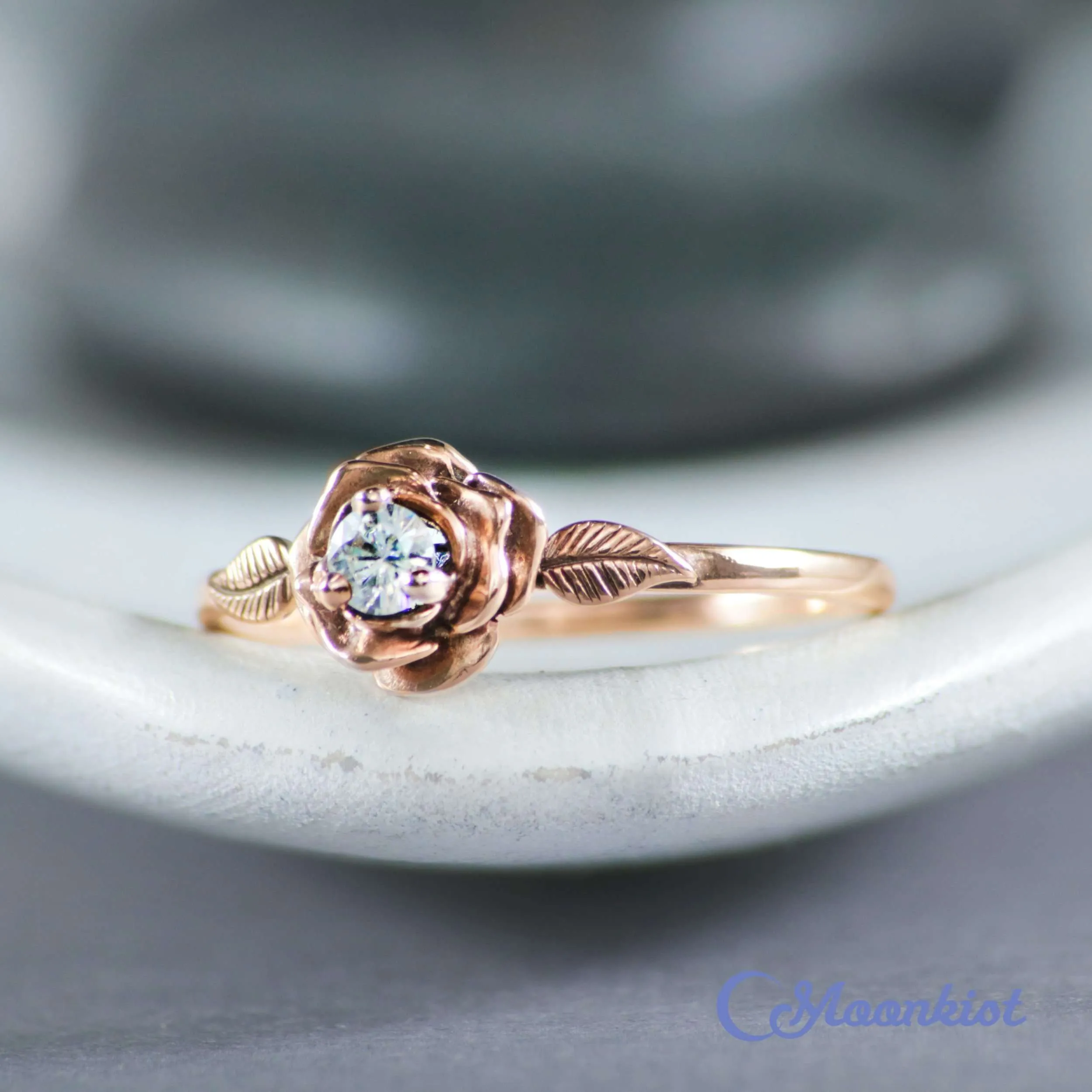 Rose Gold Diamond Blossom Engagement Ring | Moonkist Designs