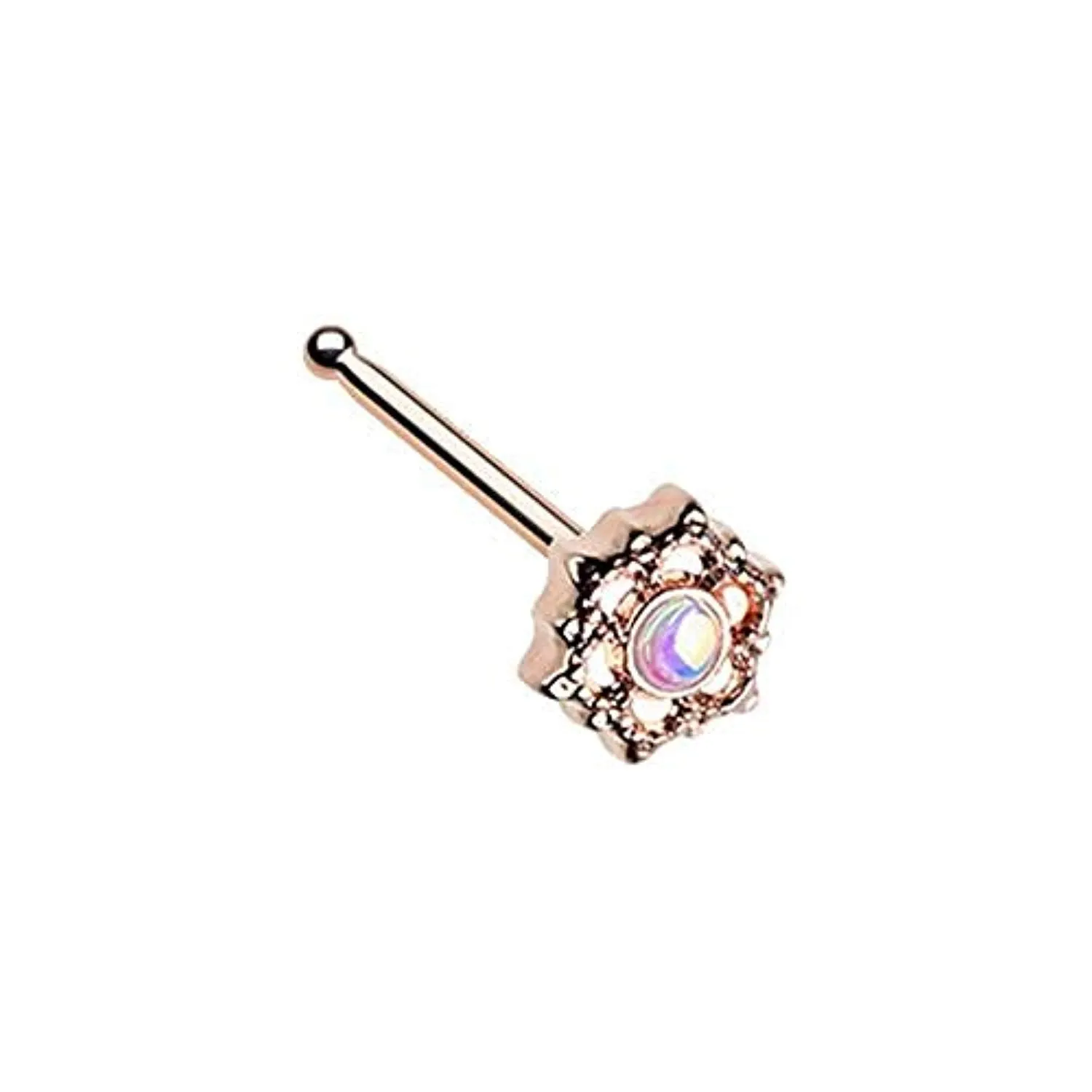 Rose Gold Illuminating Mandala Ornate WildKlass Nose Stud Ring