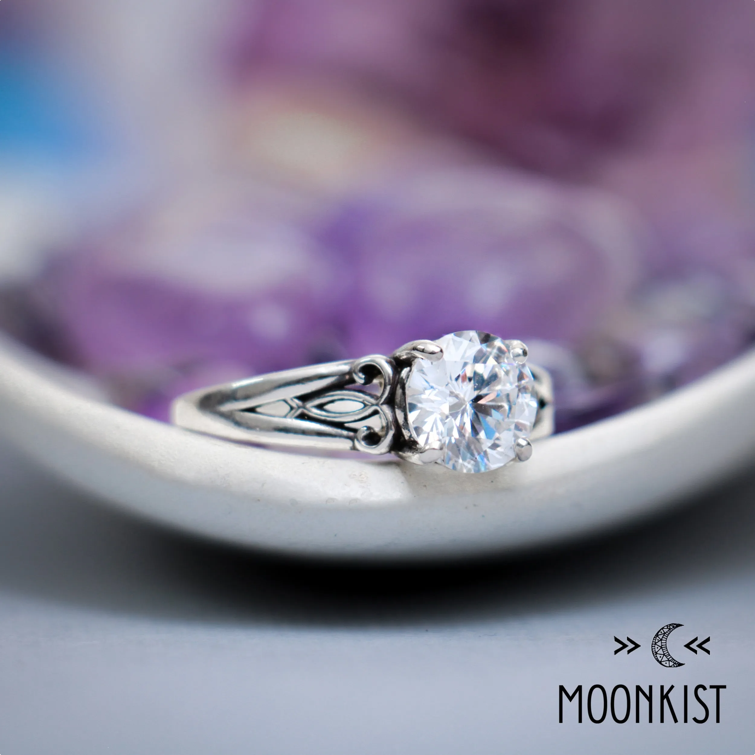 Round Moissanite Engagement Ring | Moonkist Designs