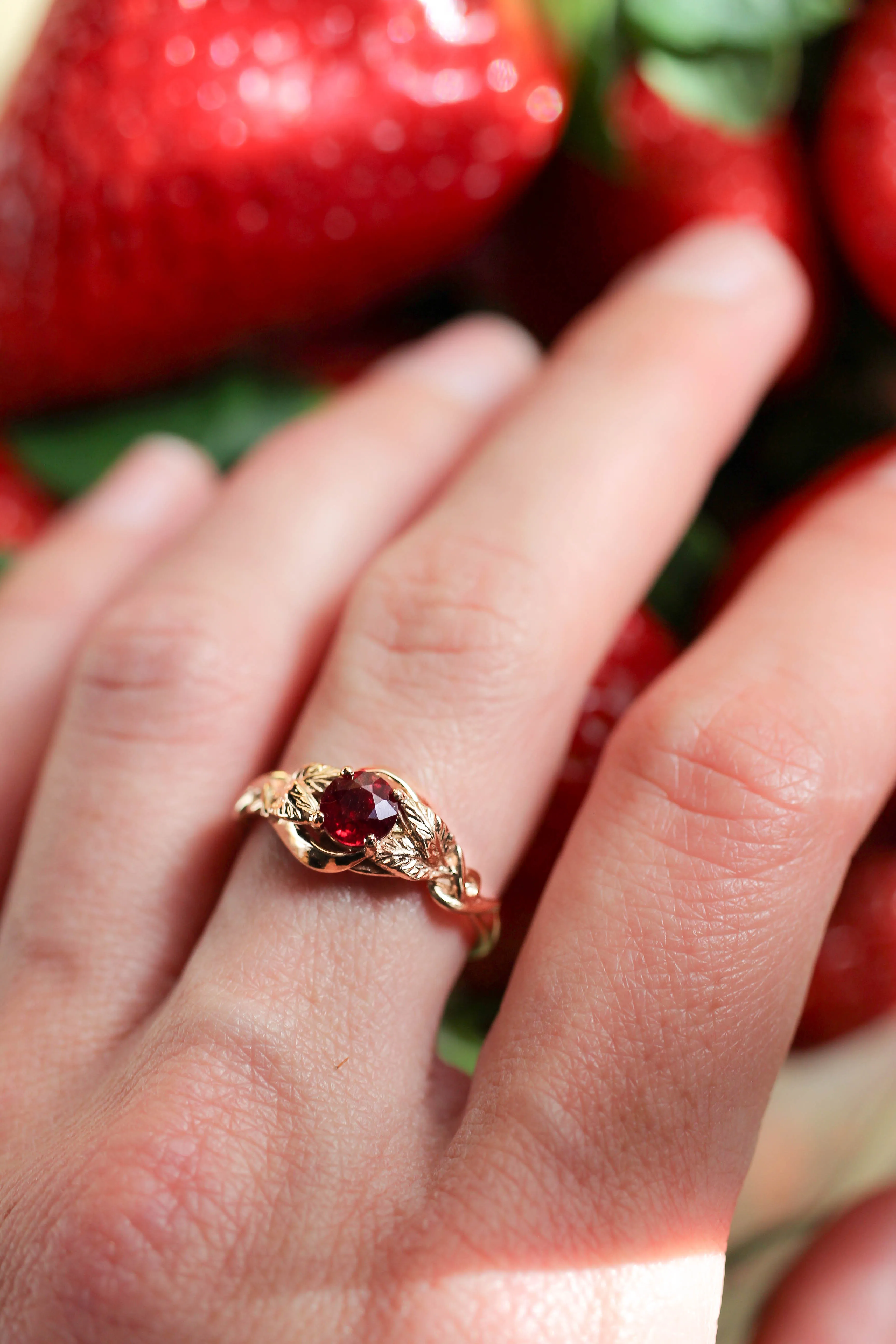 Ruby nature inspired engagement ring / Azalea