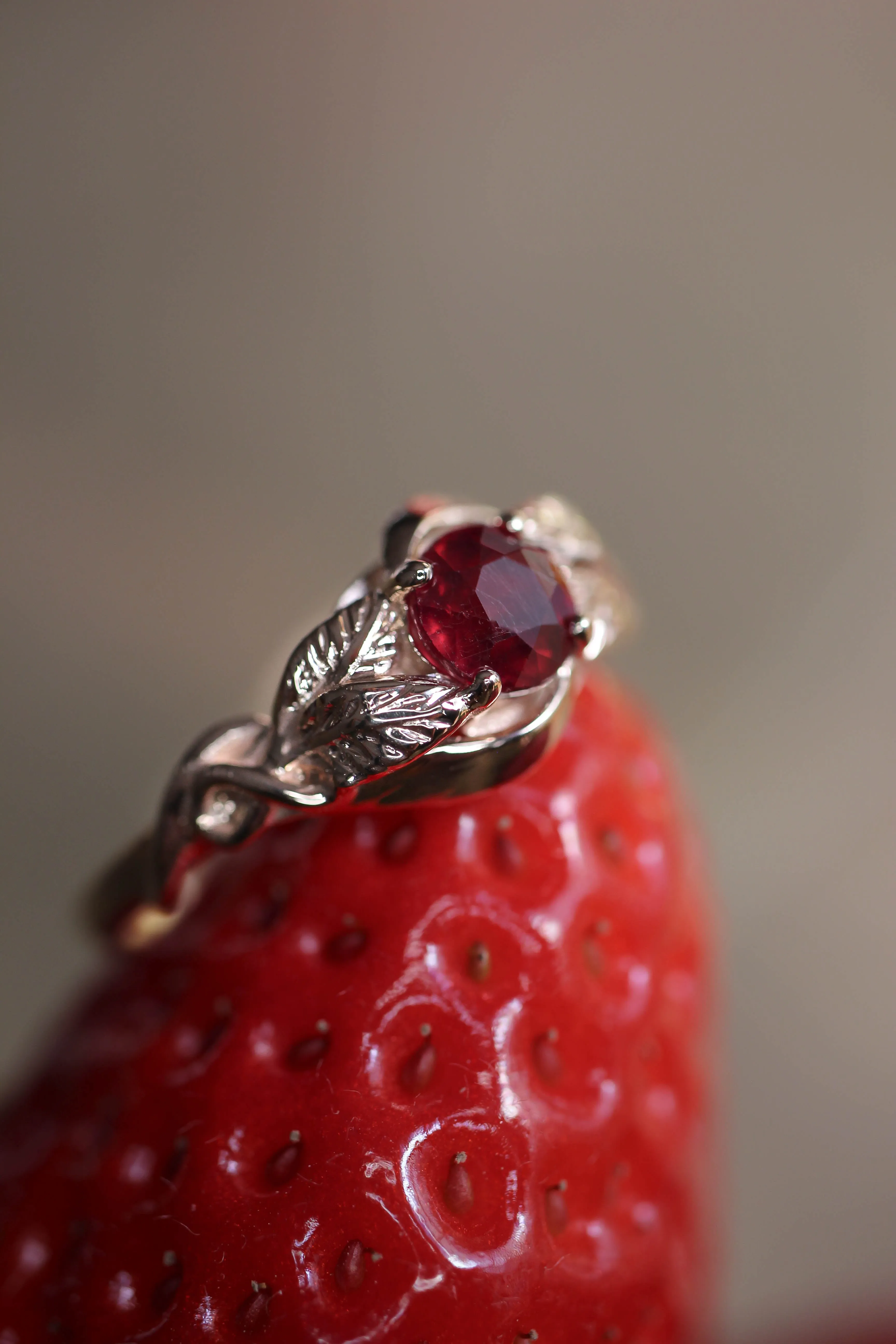 Ruby nature inspired engagement ring / Azalea