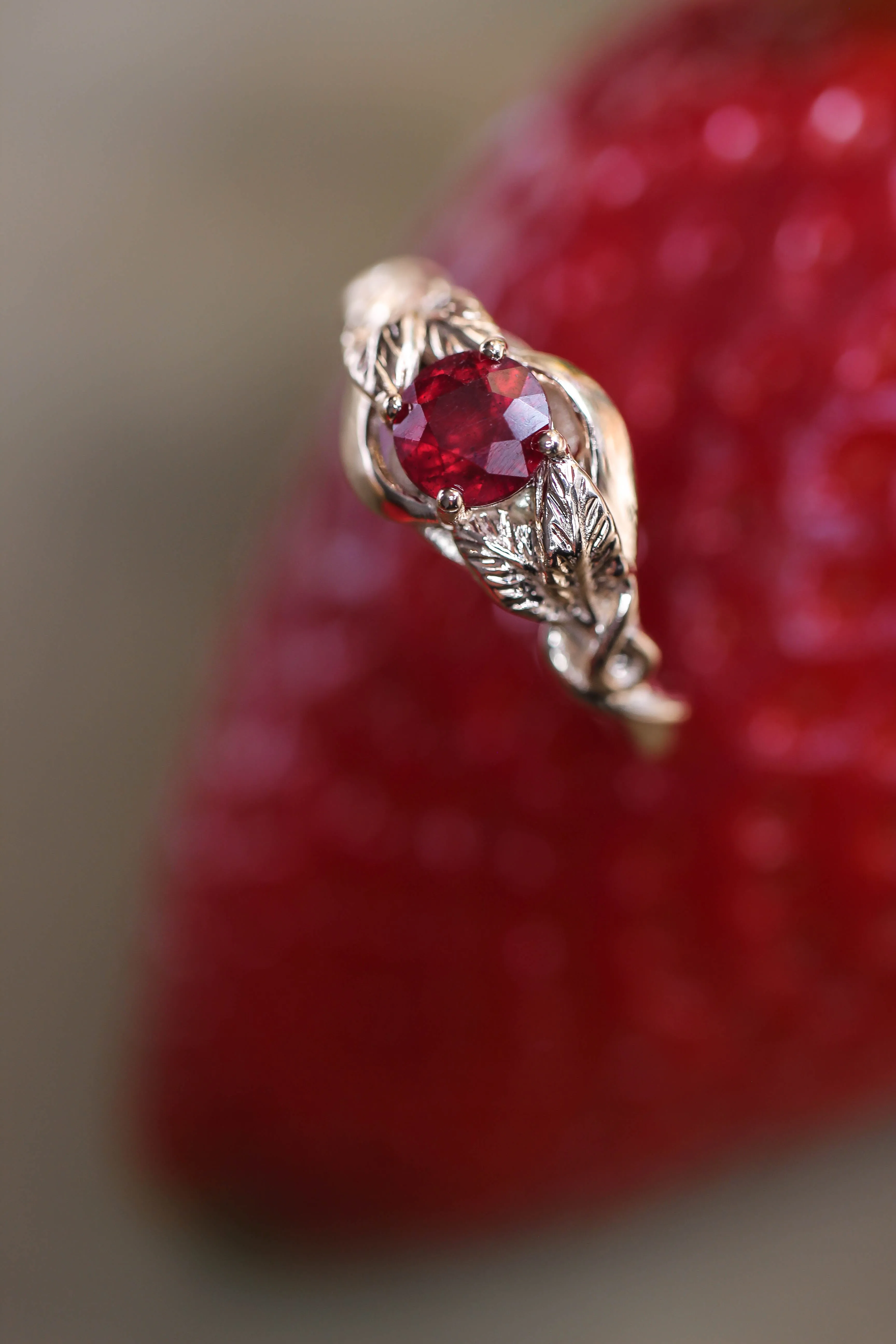 Ruby nature inspired engagement ring / Azalea