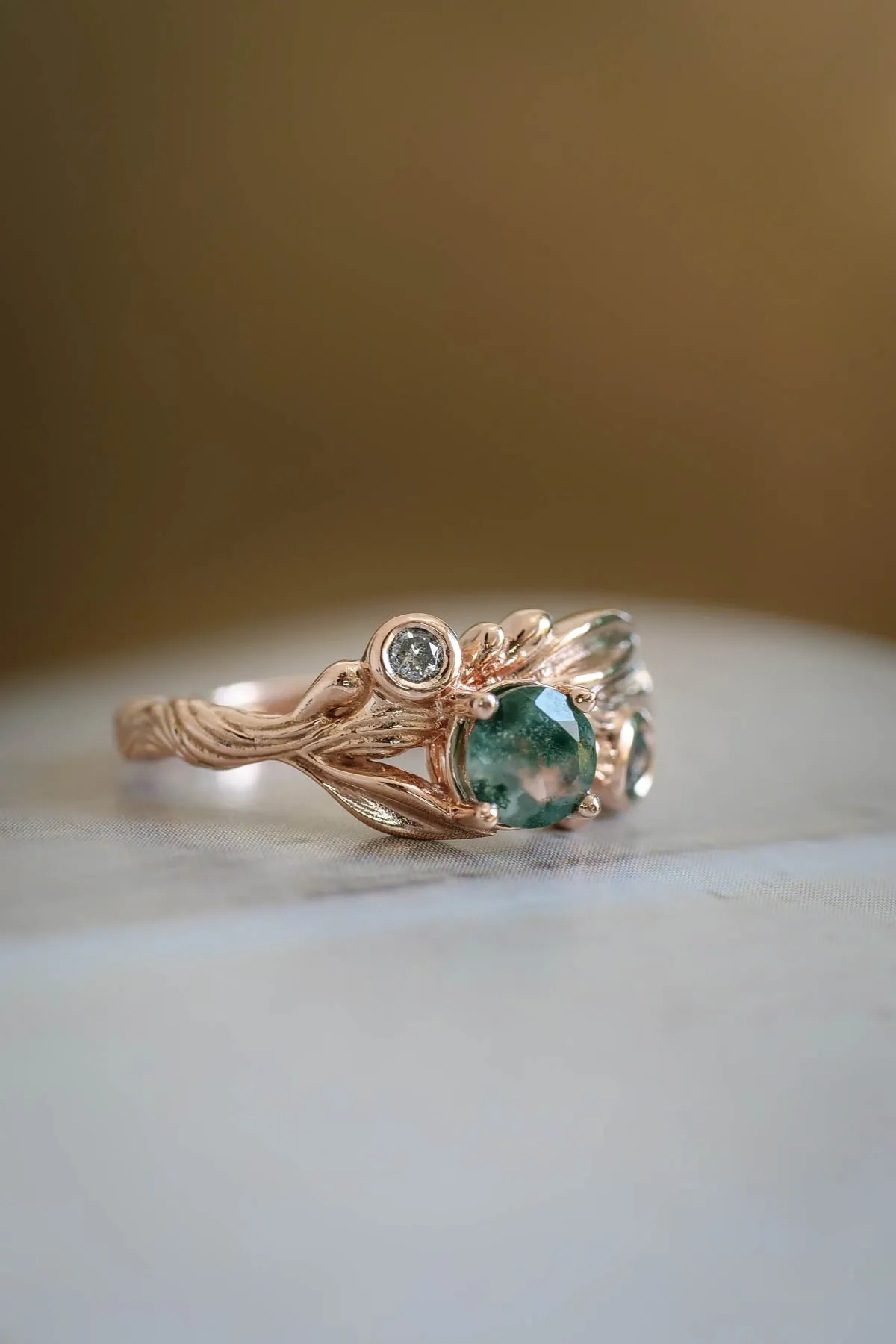 Rutile moss agate gold ring, salt and pepper stone ring / Olivia