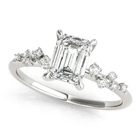 Scatter Engagement Ring Emerald Cut Lab Grown Diamond