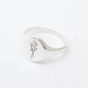 September Birth Flower Signet Ring