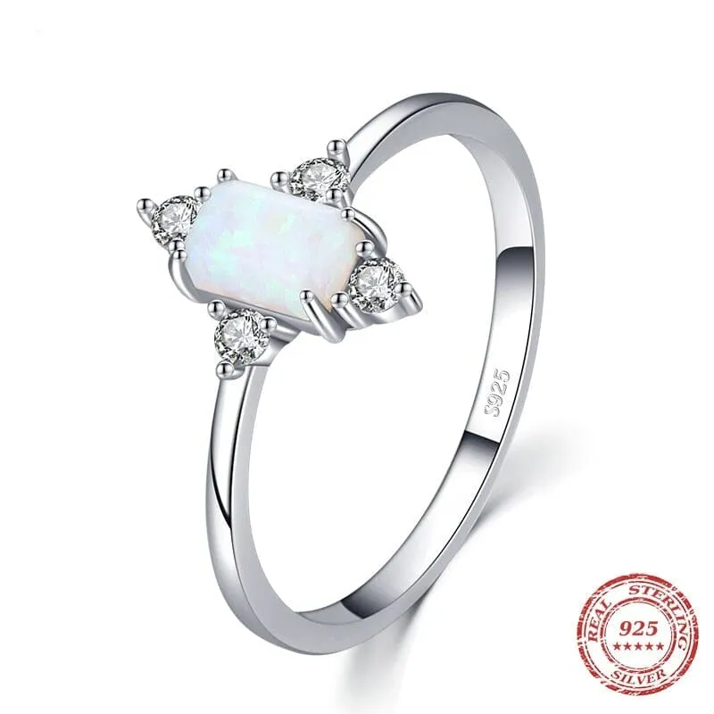 Shining Crown Opal Finger Ring - 925 Sterling Silver