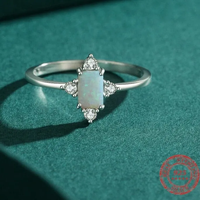 Shining Crown Opal Finger Ring - 925 Sterling Silver