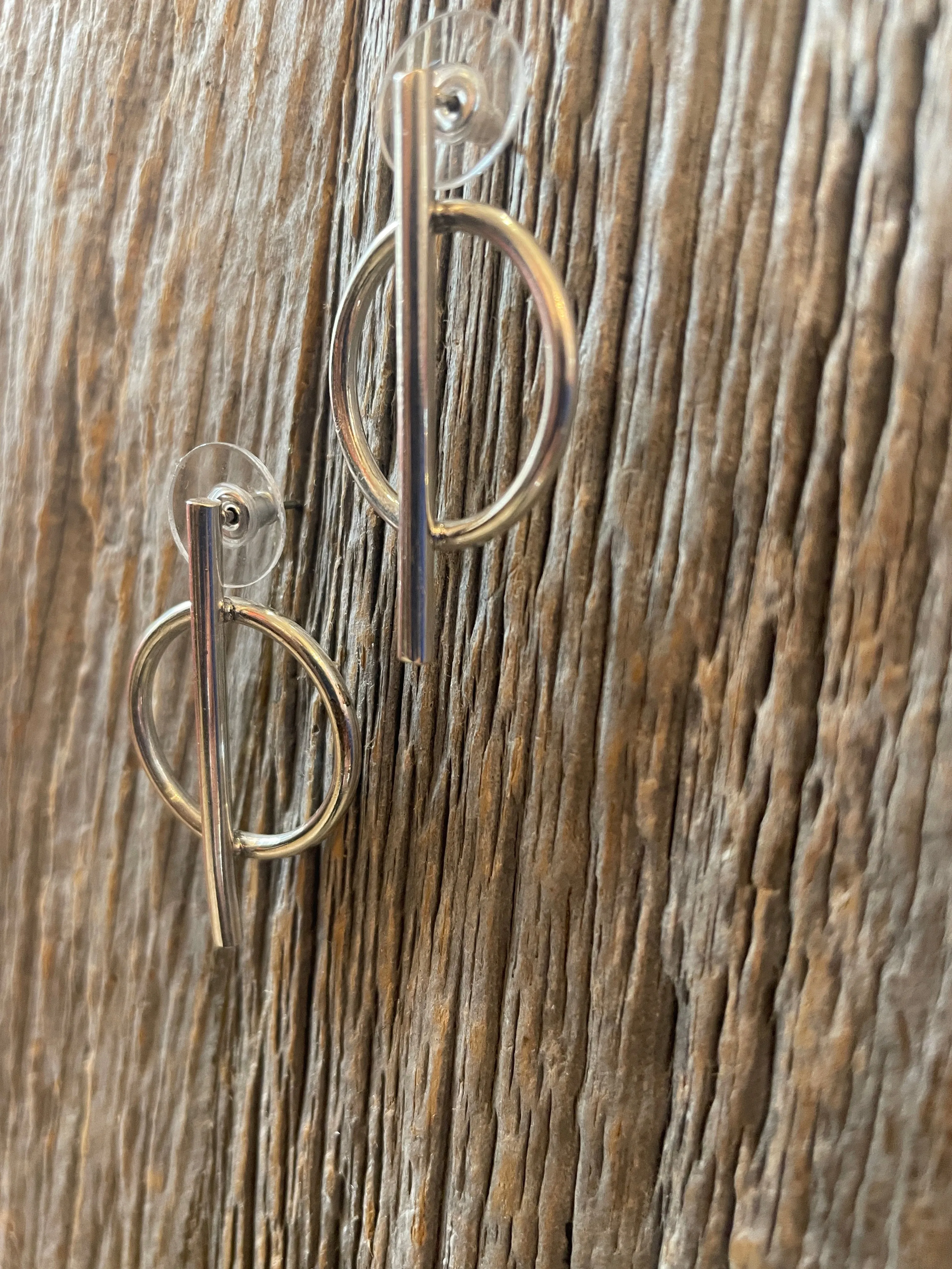 Silver Geometric Stud Earrings