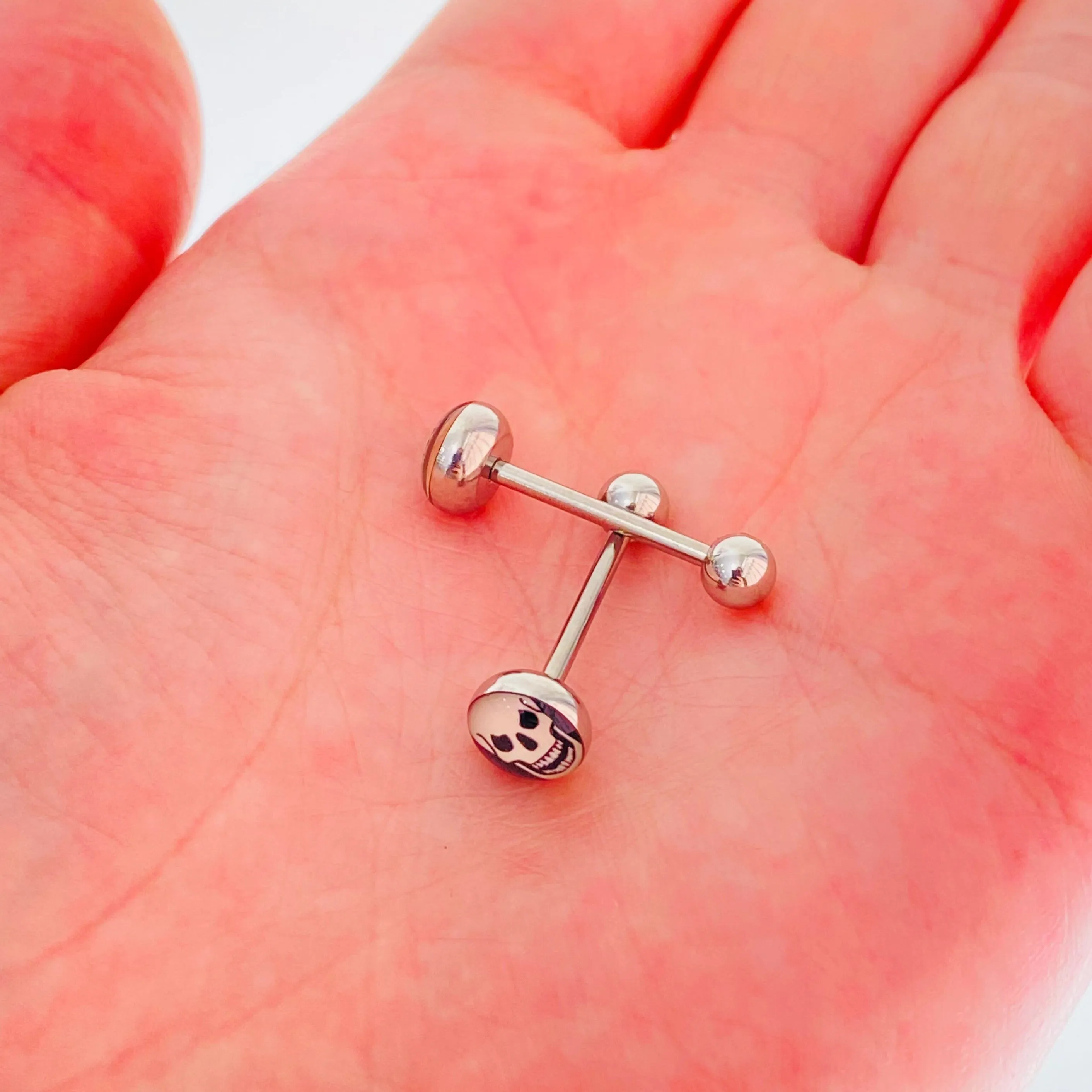 Skull Flat Top Logo Tongue Ring