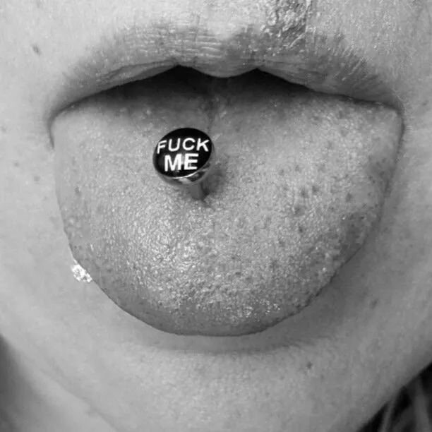 Skull Flat Top Logo Tongue Ring