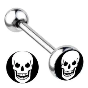 Skull Flat Top Logo Tongue Ring