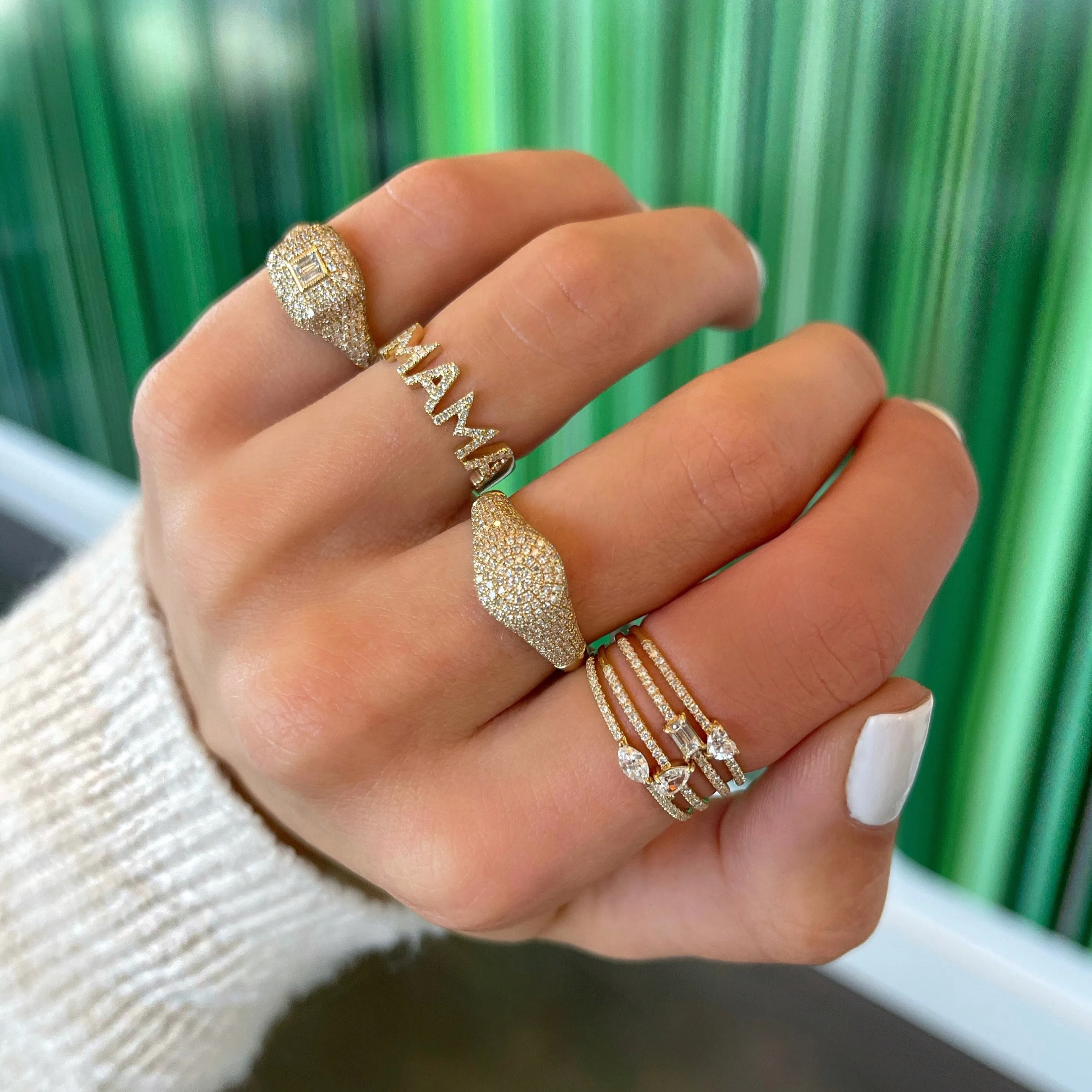 Small Domed Pave Signet Ring