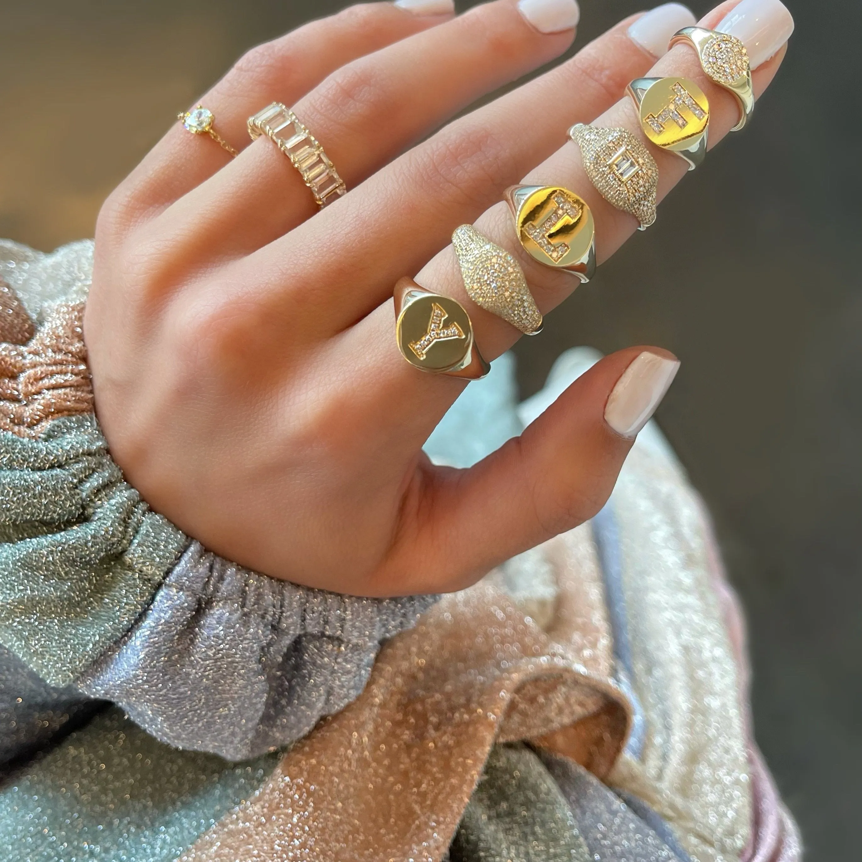 Small Domed Pave Signet Ring