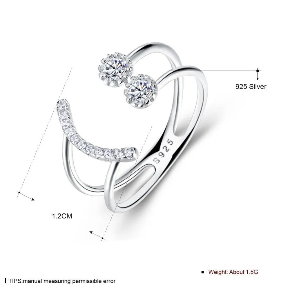 Smile Face Charm Jewelry - Resizable 925 Sterling Silver Finger Ring (GZ211)