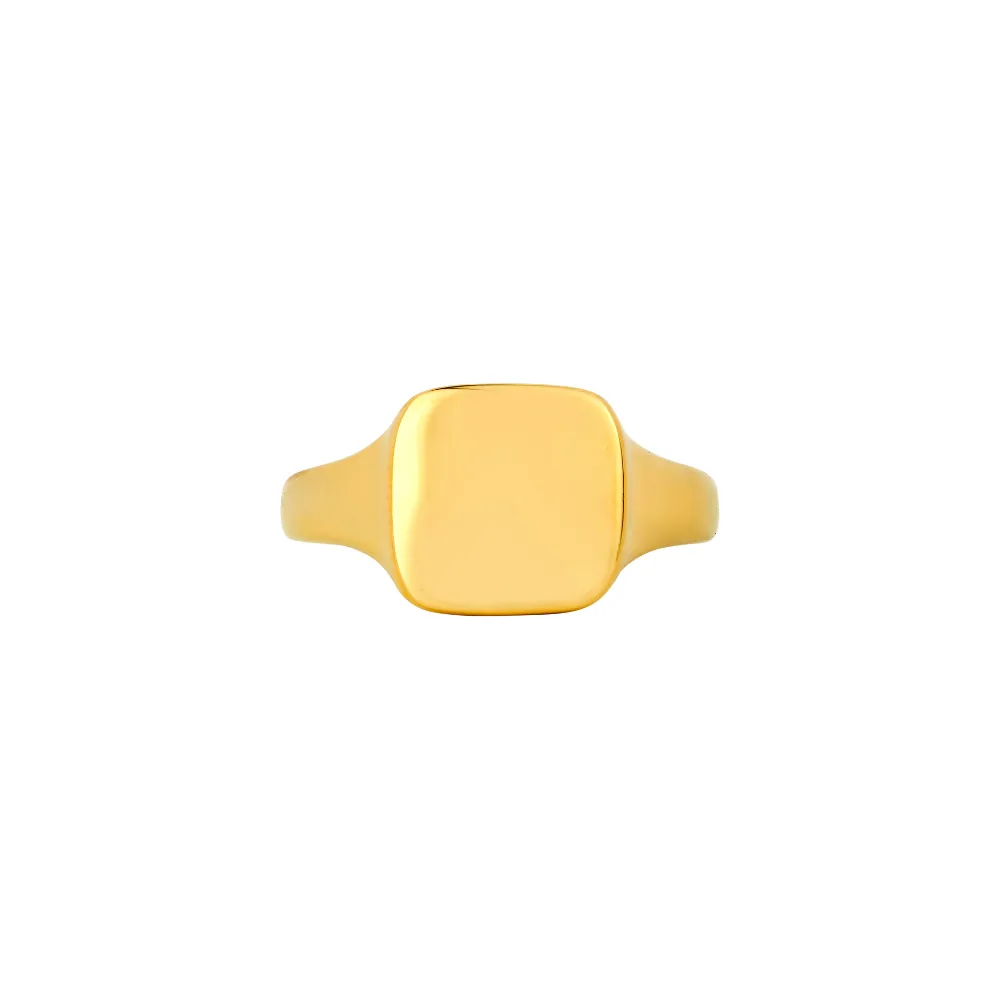 Square Smooth Signet Ring - Gold