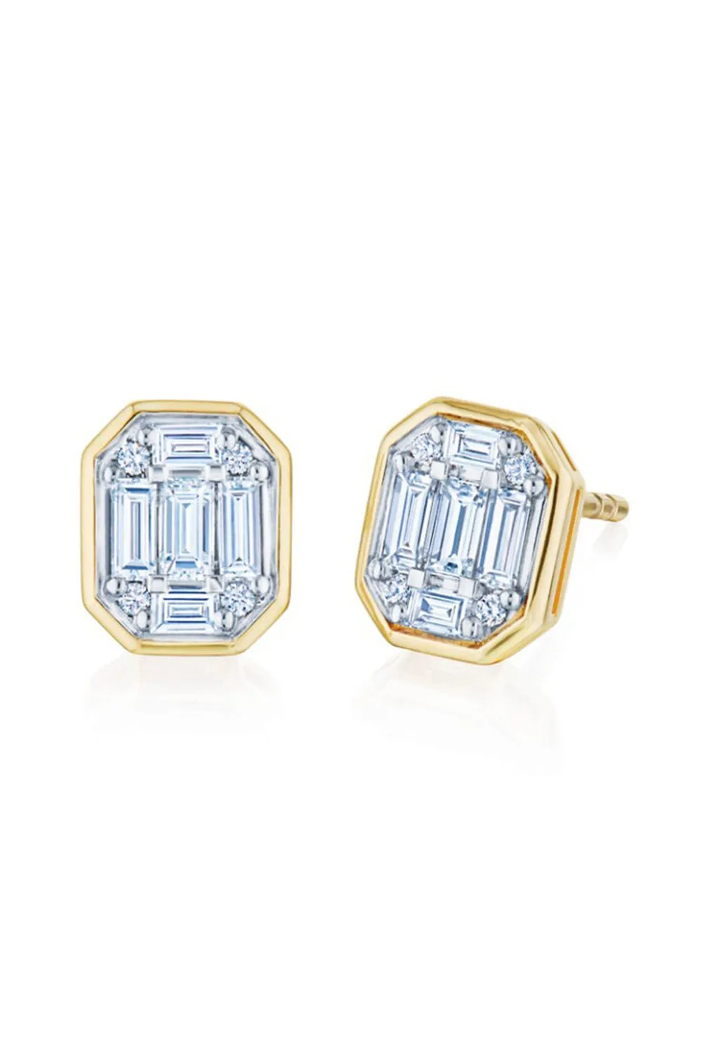 Sunburst Emerald Cut Stud Earrings