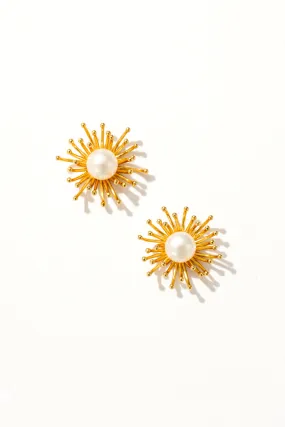 Sunburst Pearl Stud Earrings