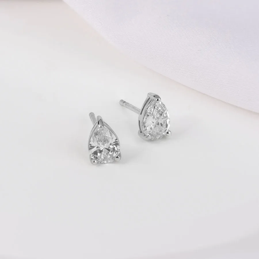 Teardrop Silver Stud Earrings