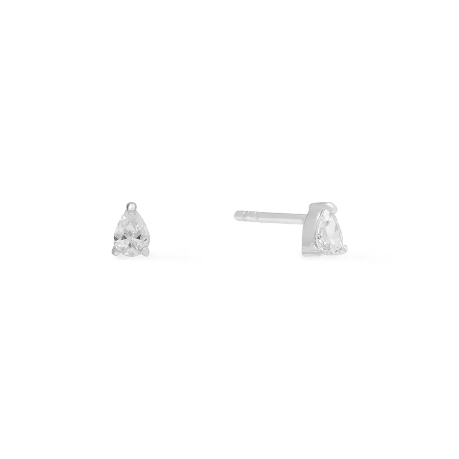 Teardrop Silver Stud Earrings