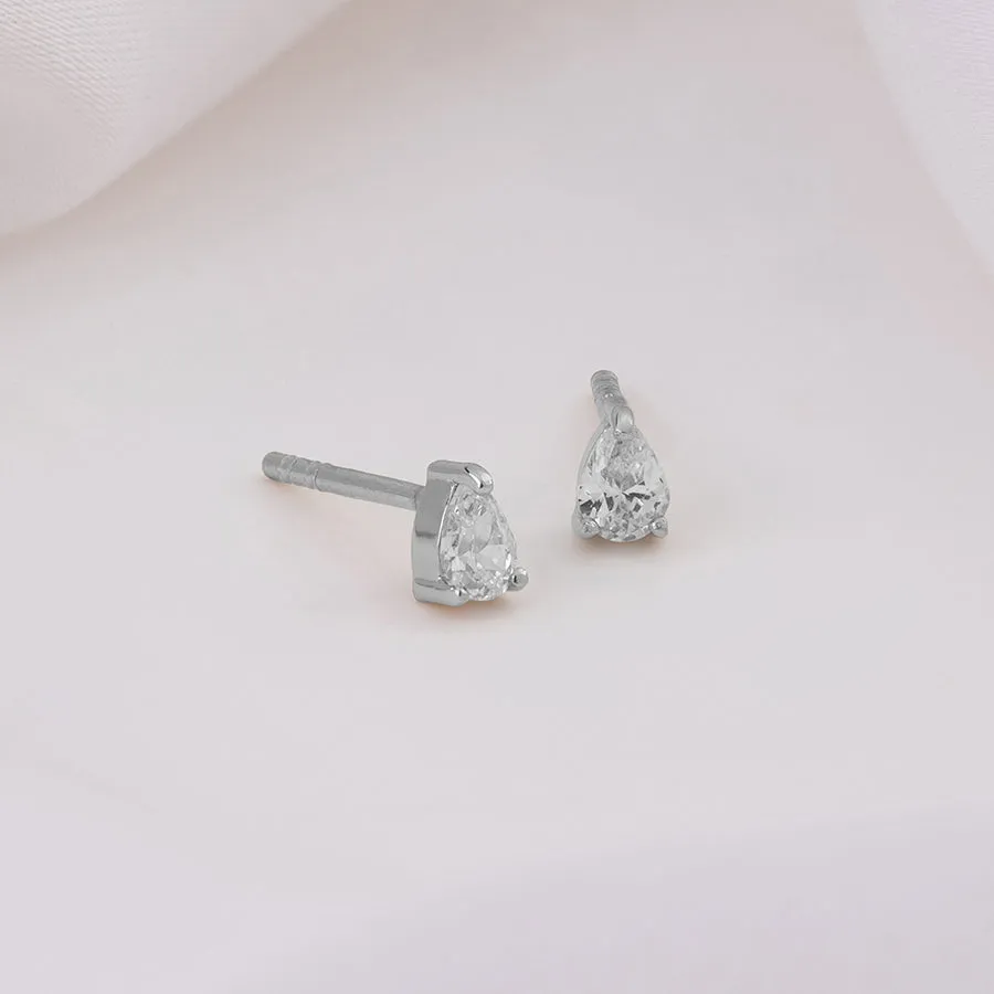 Teardrop Silver Stud Earrings