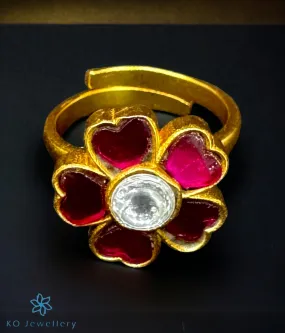 The Aditi Silver Kundan Open Finger Ring